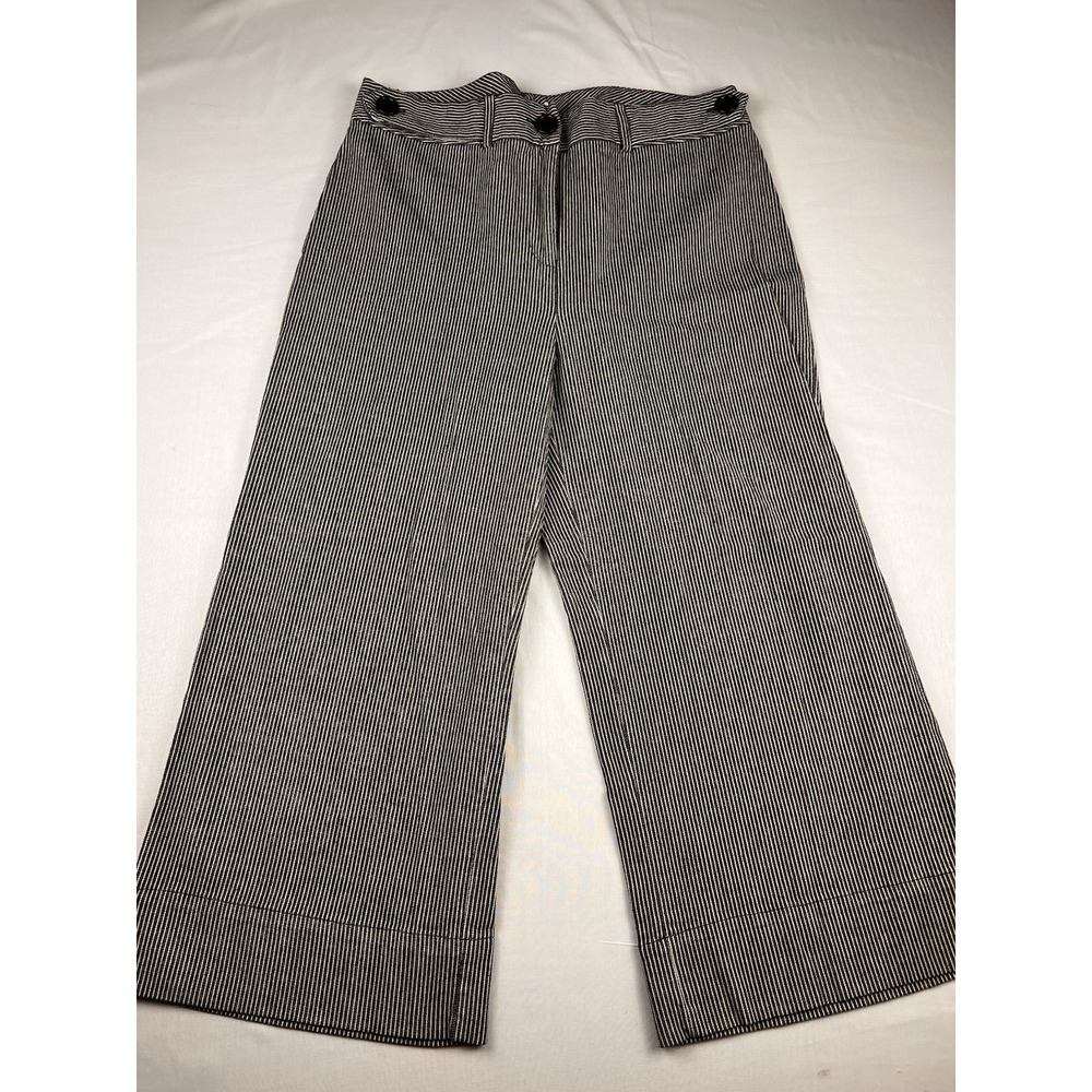 Monroe & Main Pants Cropped Wide Leg Black Striped Boho‎ Chic